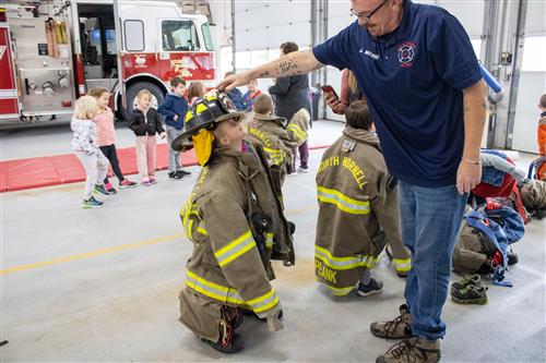 Students with Fireman