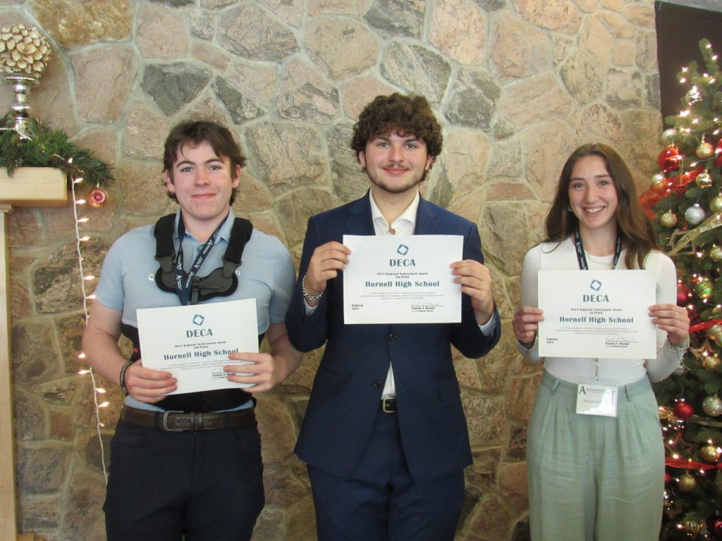 three winners from hornell high school at the deca competition