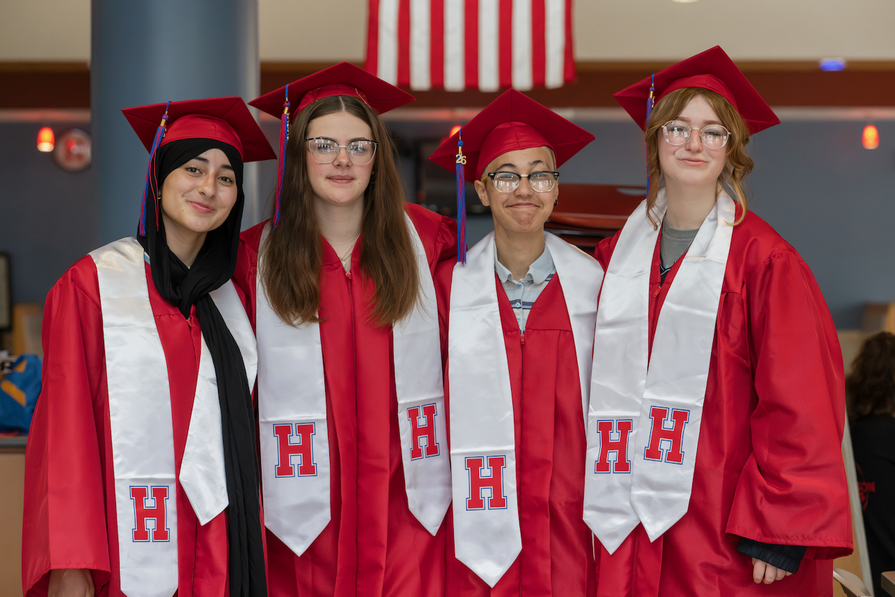 Seniors walk with 4PK graduates down the halls of North Hornell